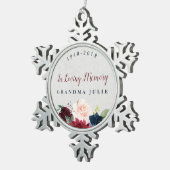 Marsala u. Marine-personalisiertes mit Schneeflocken Zinn-Ornament (Rechts)