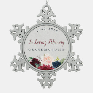 Marsala u. Marine-personalisiertes mit Schneeflocken Zinn-Ornament