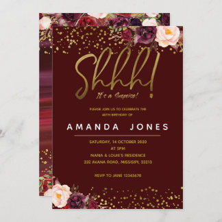 Marsala Überraschungs-Geburtstags-Party Einladung