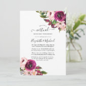 Marsala und Blush Bloral Online Virtual Wedding Einladung (Stehend Vorderseite)