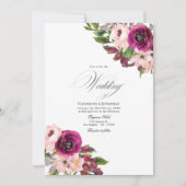 Marsala und Blush Bloral Wedding Einladung (Vorderseite)