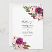 Marsala und Blush Bloral Wedding Foto Einladung (Vorderseite)