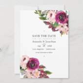 Marsala und Blush Bloral Wedding Foto Save The Date (Vorderseite)