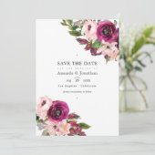 Marsala und Blush Bloral Wedding Foto Save The Date (Stehend Vorderseite)