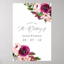 Marsala und Blush Blumenzwiebelheirat Willkommen Poster