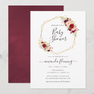 Marsala und Blush Boho Geometric Baby Shower Einladung