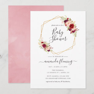 Marsala und Blush Boho Geometric Baby Shower Einladung