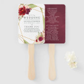 Marsala und Blush Boho Geometric Wedding Program Fächer (Vorne und Hinten)