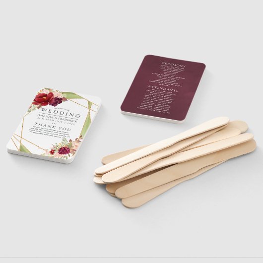 Marsala und Blush Boho Geometric Wedding Program Fächer (Non-assembled)