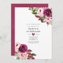 Marsala und Blush Floral Bridesmaids Luncheon Einladung