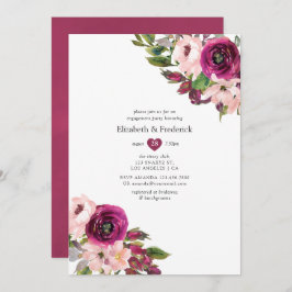 Marsala und Blush Floral Wedding Party Einladung