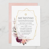 Marsala und Blush Geometric Bat Mitzvah Einladung (Vorne/Hinten)
