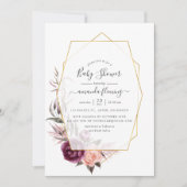 Marsala und Blush Geometric Floral Baby Shower Einladung (Vorderseite)