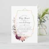 Marsala und Blush Geometric Floral Baby Shower Einladung (Stehend Vorderseite)