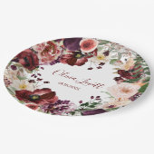 Marsala und Blush Pink Brautparty Pappteller (Schrägansicht)