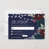 Marsala- und Navy-Blume Hochzeit-RSVP-Karte RSVP Karte (Vorderseite)
