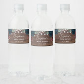 Marsala- und Navy-Blume Rustic Bridal Water Labels Wasserflaschenetikett (Flaschen)