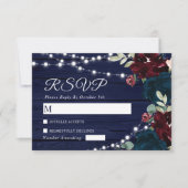Marsala und Navy Blume Rustic Wedding RSVP Card Karte (Vorderseite)