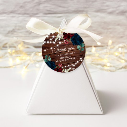 Marsala und Navy Blume Rustikales Brautparty Geschenkanhänger