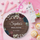 Marsala und Navy Blume Rustikales Brautparty Pappteller (Party)