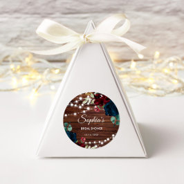 Marsala und Navy Blume Rustikales Brautparty Runder Aufkleber