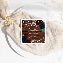 Marsala und Navy Blume Rustikales Brautparty Serviette