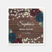 Marsala und Navy Blume Rustikales Brautparty Serviette (Vorderseite)