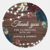 Marsala und Navy Rustic Wedding Cercle Sticker (Vorderseite)