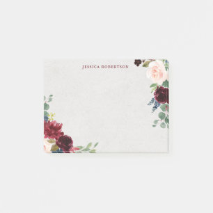 Marsala und Navy Shabby Chic Personalisiert Post-it Klebezettel
