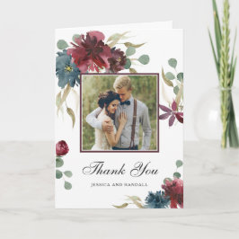 Marsala und Navy Wasserfarbe Foto Vielen Dank Dankeskarte