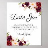 Marsala und Pink Floral Date Jar Sign Poster (Vorne)