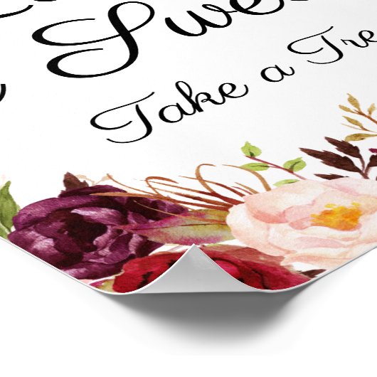 Marsala und Pink Floral Liebe ist Sweet Sign Poste Poster (Ecke)