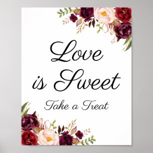 Marsala und Pink Floral Liebe ist Sweet Sign Poste Poster