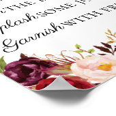 Marsala und Pink Floral Mimosa Bar Sign Poster (Ecke)