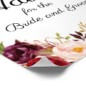 Marsala und Pink Floral Wedding Advice Sign Poster (Ecke)