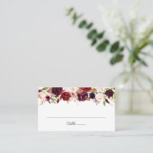 Marsala und Pink Floral Wedding Flat Platzkarten (Stehend Vorderseite)