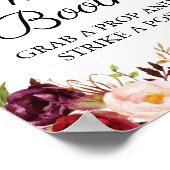 Marsala und Pink Floral Wedding Foto Booth Sign Poster (Ecke)