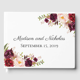 Marsala und Pink Floral Wedding Gästebuch