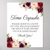 Marsala und Pink Floral Wedding Time Kapselszeiche Poster (Vorne)