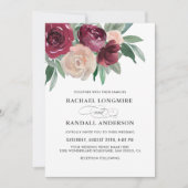Marsala und Pink Watercolor Floral Wedding Einladung (Vorderseite)