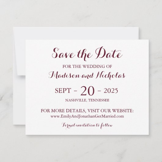 Marsala und Rosa Blumenmuster-Foto Speichern Sie d Save The Date (Rückseite)