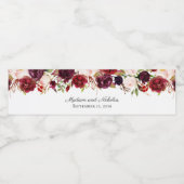 Marsala und rosa Hochzeitswasserflaschen Wasserflaschenetikett (Einzelnes Label)