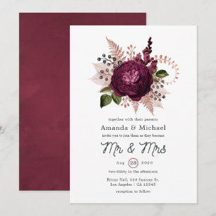 Marsala und Rose Einladung