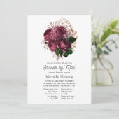 Marsala und Rose Gold Floral Brautparty per Mail Einladung (Stehend Vorderseite)