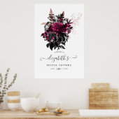 Marsala und Rose Gold Floral Brautparty Willkommen Poster (Küche)