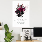 Marsala und Rose Gold Floral Brautparty Willkommen Poster (Heimbüro)