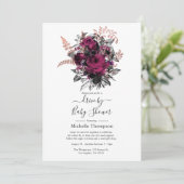 Marsala und Rose Gold Floral Drive durch Dusche Einladung (Stehend Vorderseite)