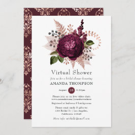 Marsala und Rose Gold Floral Virtual Dusche Einladung