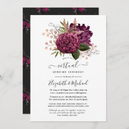Marsala und Rose Gold Floral Virtual Wedding Einladung