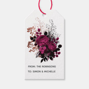 Marsala und Roségold Floral Geschenkanhänger